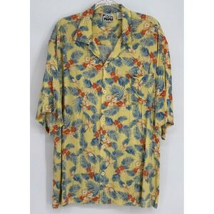 Profile Vintage Hawaii Style Yellow Floral Rayon Hawaiian Shirt Mens Sz XXL